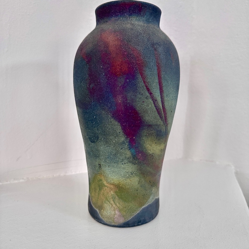 Vibrant Raku Handmade Artisan Vase